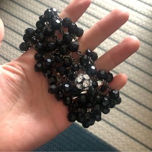 Black Beaded Thick Cluster Beads Jewel Bracelet Wristlet Small